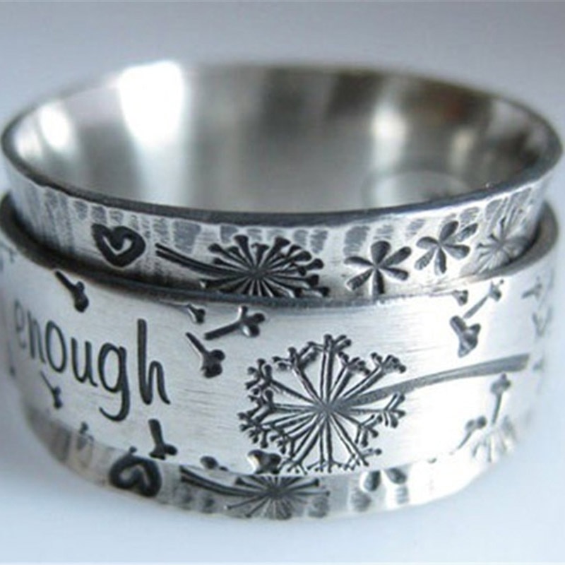 Vagzeb Mode Punk Vintage Zilveren Kleur Ik Ben Genoeg Brief Wedding Ring Voor Mannen Vrouwen Paar Sieraden Anniversary