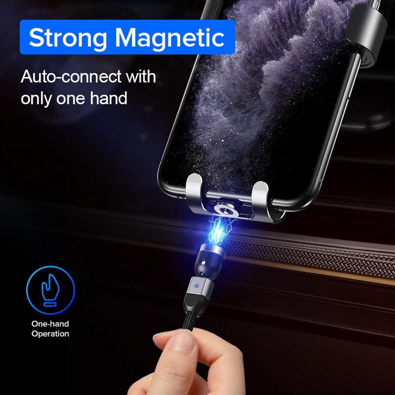 540 Magnetic Cable Micro USB Type C Fast Charging Phone Magnet Charger