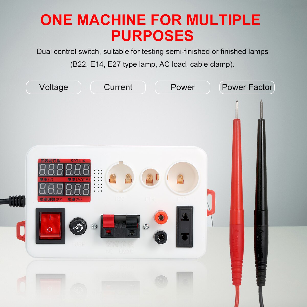 Led Power Tester Lamp Tester Box Test Klem Elektrische Power Meter Elektrische Parameter Meting Spanning/Stroom/Power Factor