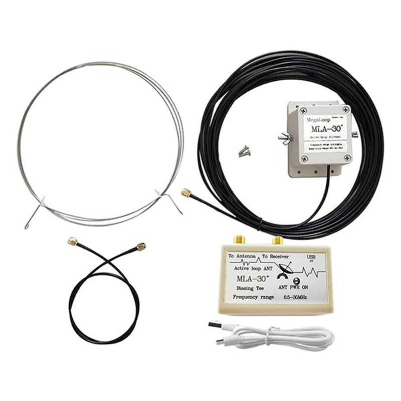 MLA-30+ Plus 0.5-30Mhz Ring Active Receive Antenna SDR Loop Antenna Low Noise Medium Short Wave Radio Short Wave: black