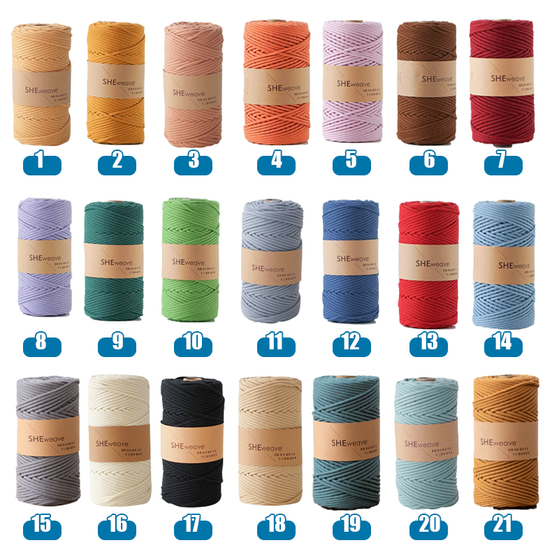 Cuerda de hilo de colores para manualidades, cordón de macramé de algodón trenzado de 3mm, para decoración del hogar y boda, DIY, 100M