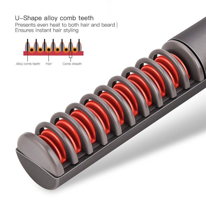 Cepillo alisador de barba eléctrico, peine de cepillo de calor alisador de barba y cabello multifuncional, la mejor plancha de barba de calor 50