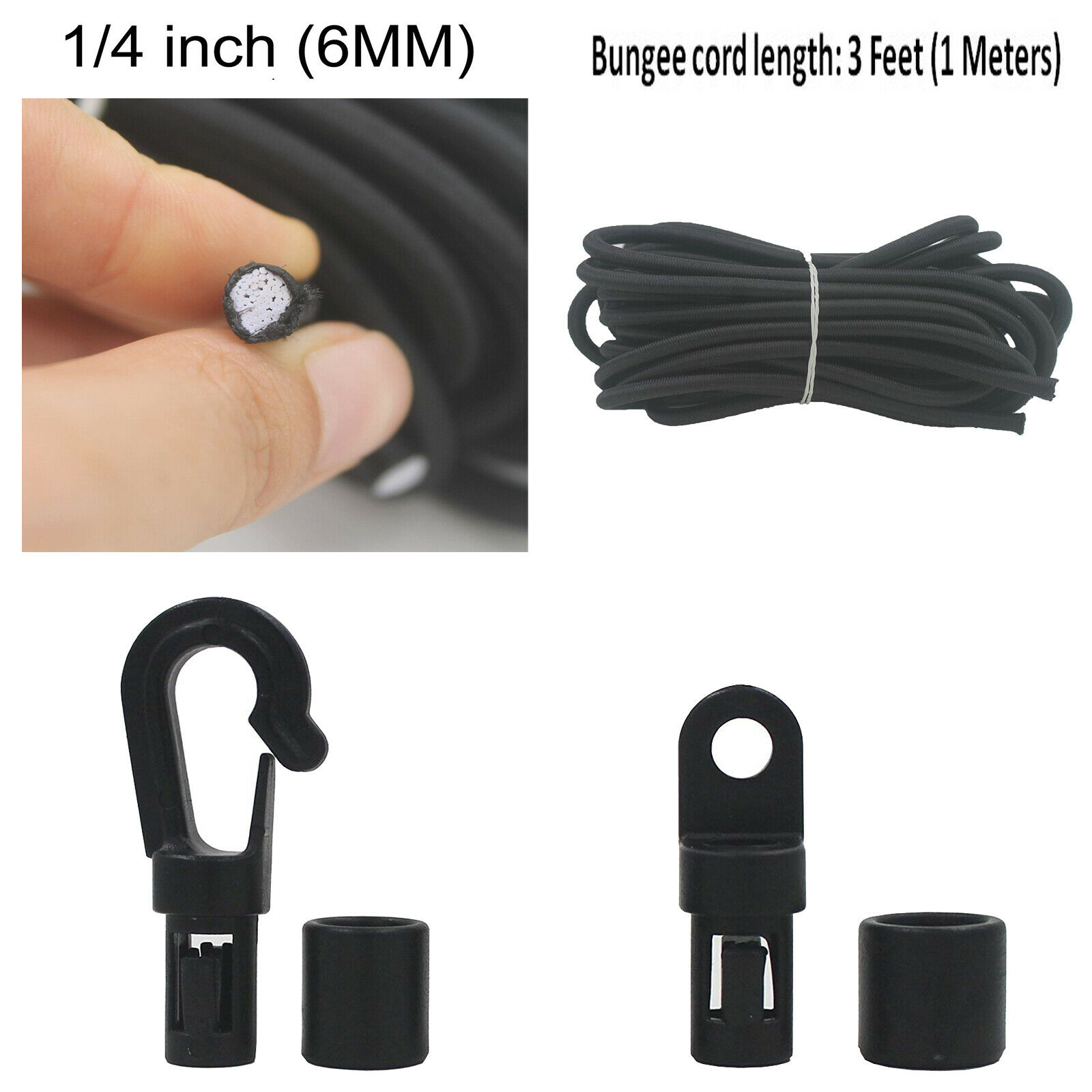 3x Bungee Rigging Deck Kit Paddle Rod Holders for Kayak Boat &amp; Marine Fishing