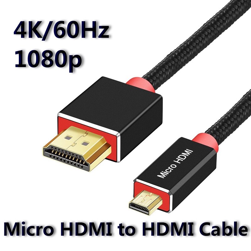 Micro kabel HDMI 2.0 4K 60Hz 1080p 3D 1m 2m 3m Adapter o wysokiej prędkości do aparatu Tablet HDTV PC: 3 m