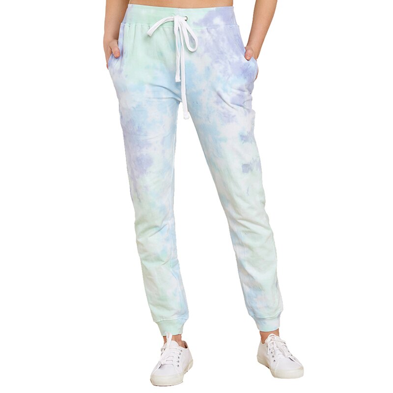 Kvinnor tie-dye tryckta träningsbyxor hodmewear casual träning dans show hip hop tie dye byxor sommar trend: Färg 3 / Xl