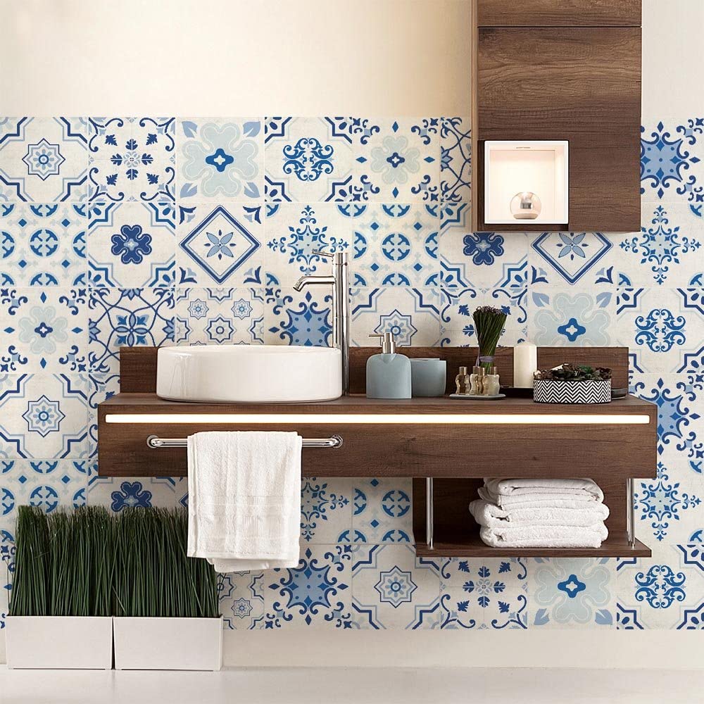 RE-COVERTILES - 36 Piezas Pegatinas Azulejo Adhesivo 10x10 Cm