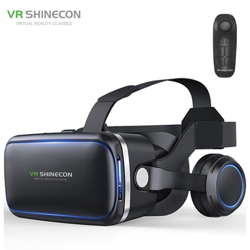 VR Shinecon-Gafas de realidad Virtual 3D para casco de teléfono inteligente, gafas VR, auriculares, prismáticos para videojuegos: G04E with B03