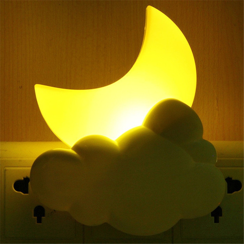 Nachtverlichting Cartoon Led Moon Cloud Auto Licht Sensor Kinderen Baby Slaapkamer Lamp Ac 110V 220V Woondecoratie stopcontact Lamp