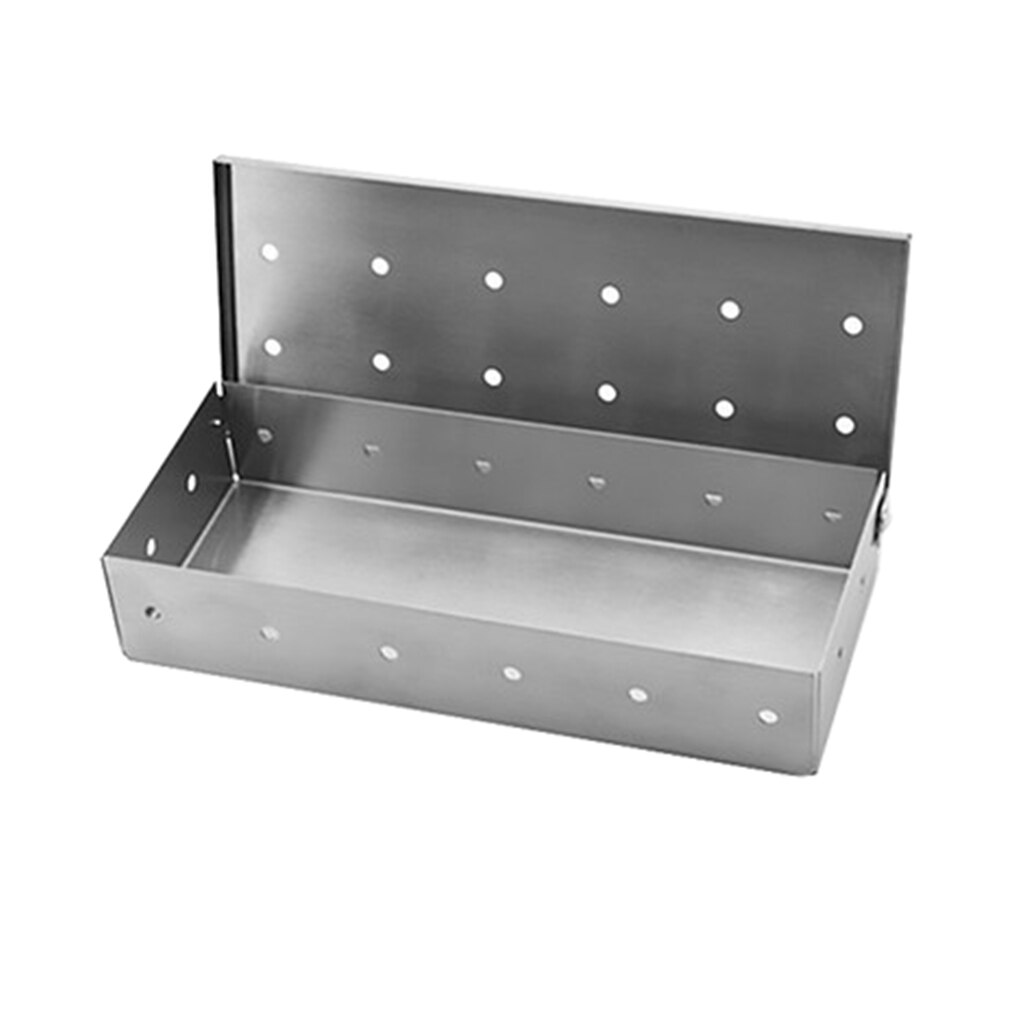 Dikkere Rvs Top Vlees Roken Barbecue Smoker Box Voor Bbq Hout Chips, Met Scharnierend Deksel