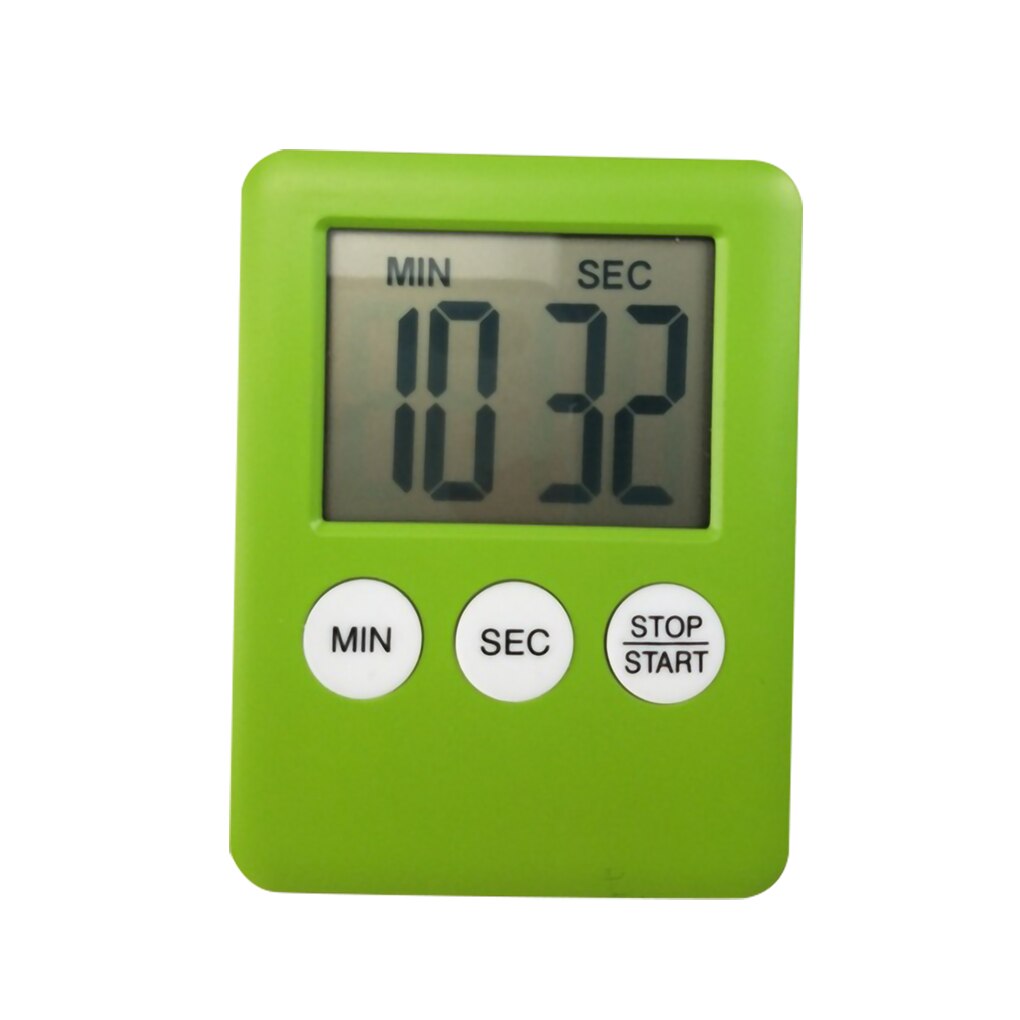 Digital Cooking Timer LCD Display Baking Countdown Alarm Button Operation Kitchen Timer Built-in Battery Kitchen Timer Alarmer: Green