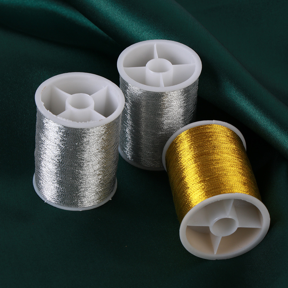 100Metres Gold/Silver Durable Overlocking Embroidery Threads Polyester Cross Stitch Strong Threads Home Sewing Machine Supplies