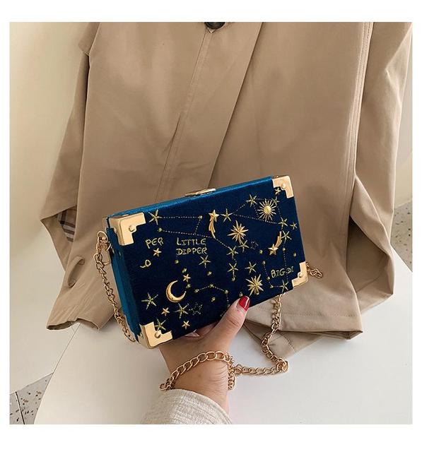 Creative Star Moon Box borsa da donna e borsa a catena Samll Lady spalla borse a tracolla pochette da festa 2021 borsa a tracolla di moda: Blue