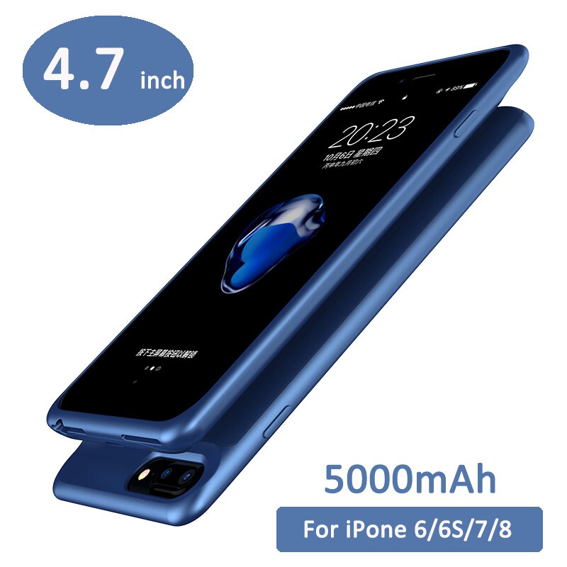 Funda de cargador de batería portátil JAVY para iPhone 6 6S 7 8 Plus X XS, funda de cargador de batería, Banco de energía de carga Ultra delgado: 5000BU 6 6S 7 8