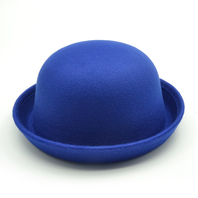 Little girls fedora hat Dome cap Children dress hats Kids caps felt hats wool felting Bowler caps: Blue