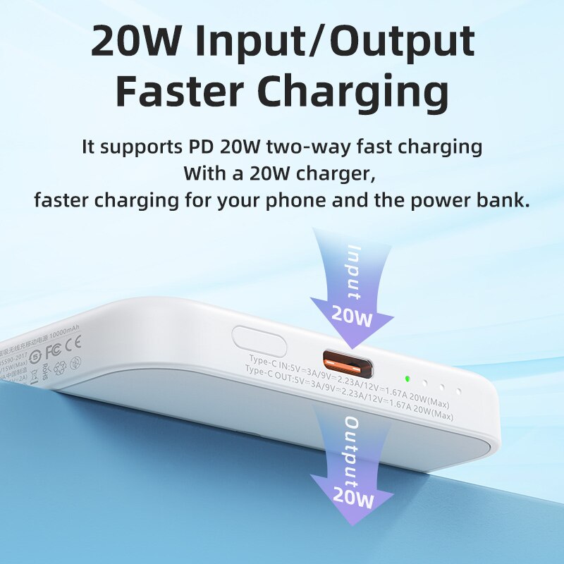 10000mAh Magnetic Wireless Power Bank PD 20W Inductive 15W Fast Chargers External Backup Battery For iPhone 13 12Pro Max