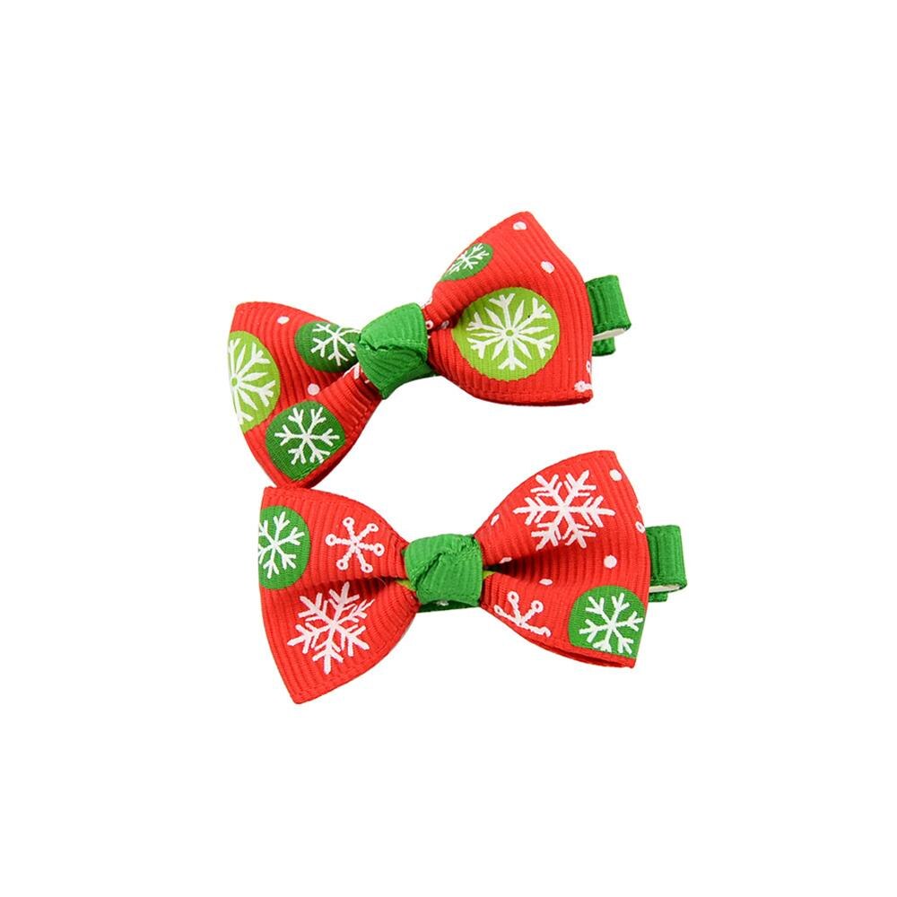 2 teile/satz Weihnachten Kleine Bogen Haarnadeln Für Mädchen freundlicher Süßigkeiten Haar Clips Haar Krawatte Baby Elastische Haar Bands Scrunchy Haar zubehör: 03-rot