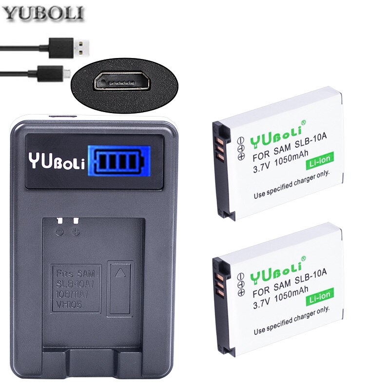 Yuboli 1050 mah slb slb -10a 10a 10a slb batteri + lcd usb lader til samsung hmx -u10 hmx -u100 sl720 hz15w sl310w sl820 hz10w es60
