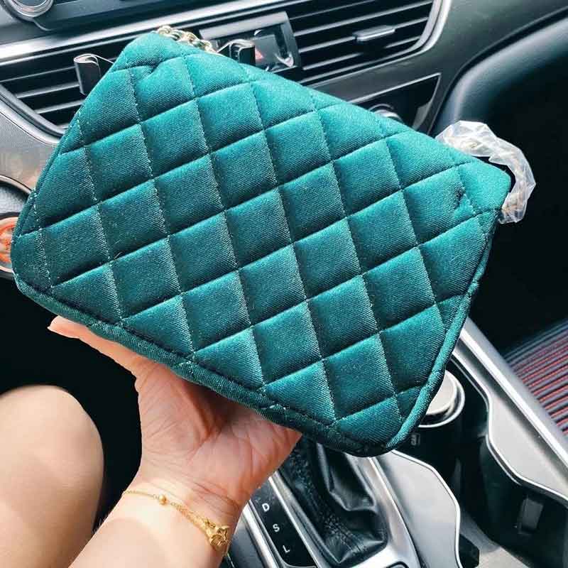 sac à main velours doux velours femmes sac chaîne sac de luxe une épaule oblique sac à bandoulière: green
