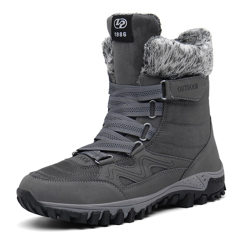Super Warm Men Snow Boots Boots Platform Mid Calf Boots Men Thick Plush Waterproof Slip-resistant Leather Winter Shoes 39-46: Gray / 7