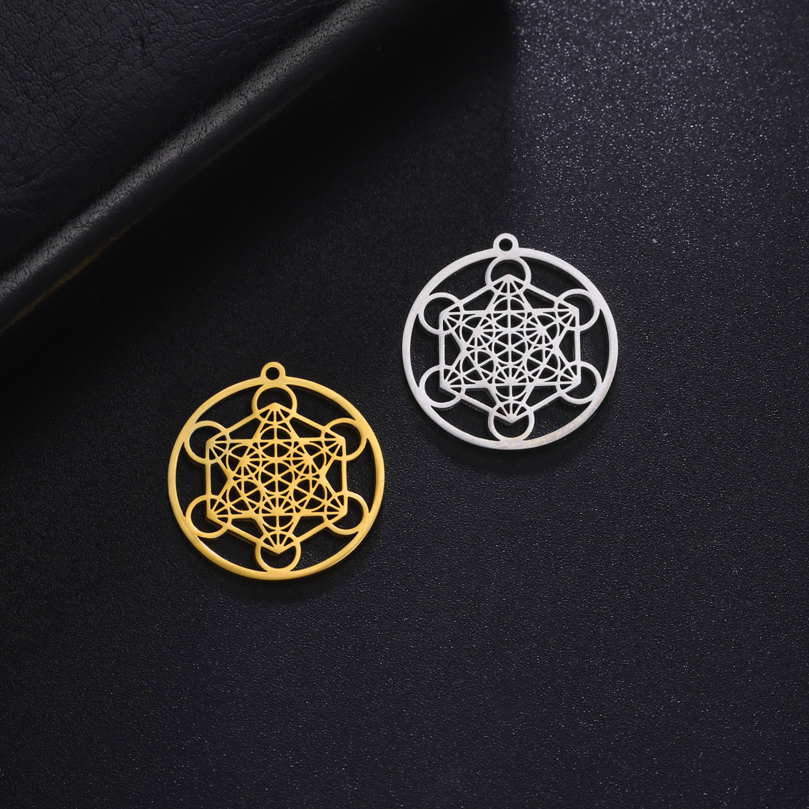 Abalorios de cubo Skyrim Arcángel Metatrón para collar, pendientes, fabricación de joyas, amuleto de geometría sagrada de acero inoxidable, colgantes DIY