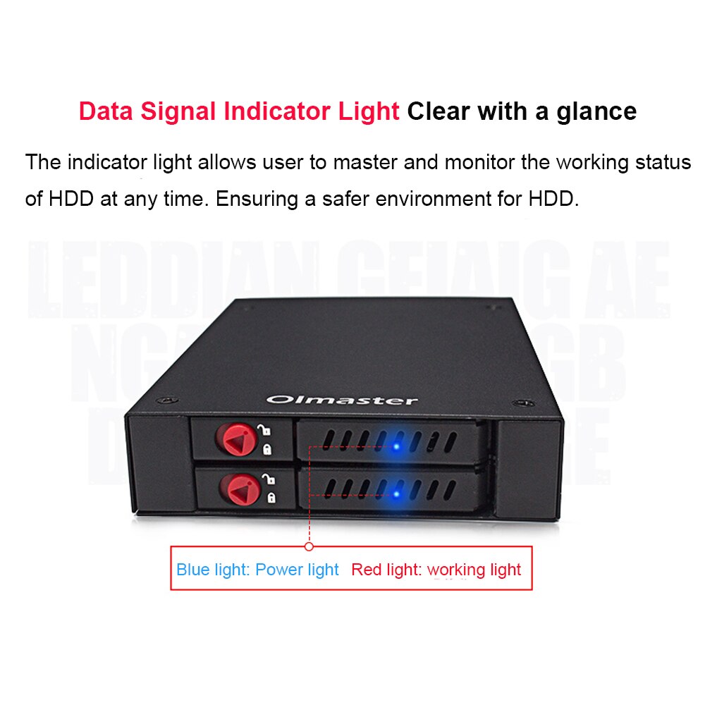 Full Metal 2 Bays Mobiele Rack Met Slot Led Indicator Ondersteuning Swap Voor 2.5 ''Sata Hdd/ ssd Past Pc 3.5 ''Floppy