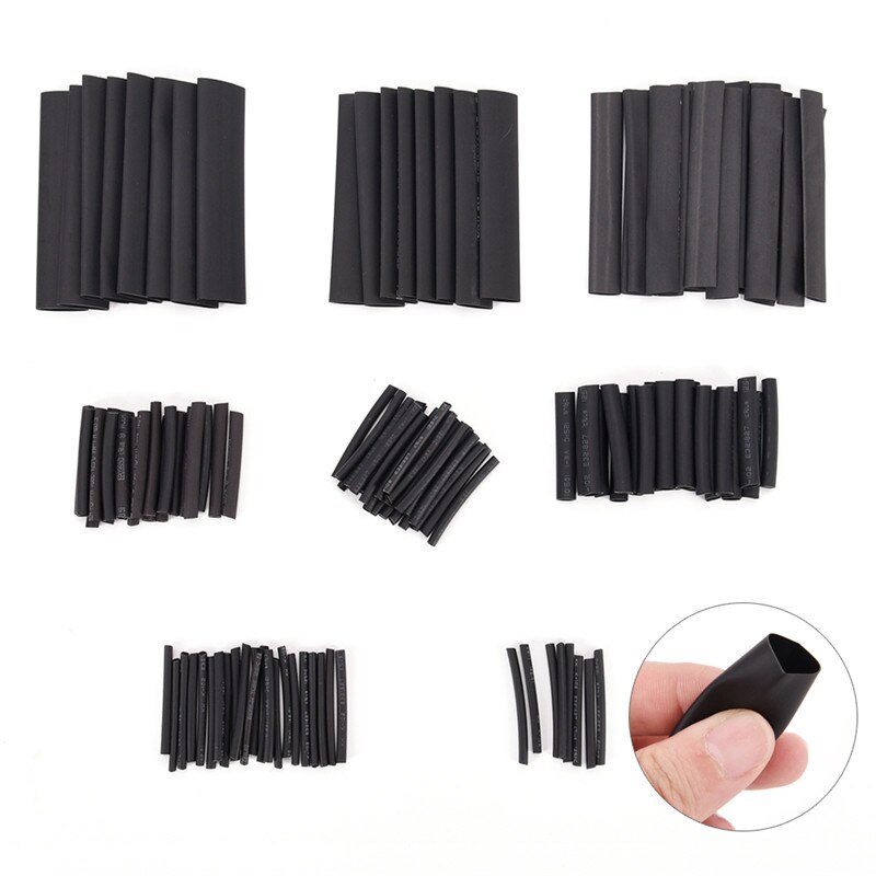 127Pcs/set Multi Style Black Useful Electric Tubings 2:1 Assortment Heat Shrink Tubing Tube Car Cable Sleeving Wrap Wire Kit
