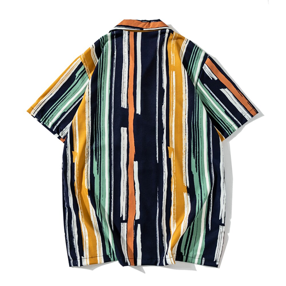 Dark Icoon Vintage Gestreepte Shirt Mannen Zomer Hawaiian Shirts Man Licht Gewicht Materiaal Mannen Shirt