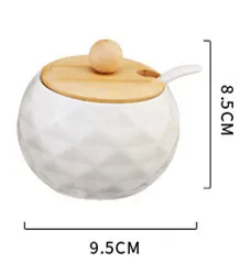 1/3pc Keramik Gewürze Gläser Küche Salz Pfeffer Zucker Organizer Container Kasten Mit Holz Deckel Löffel Gewürz Gestell Regal Tablett: Licht Gelb