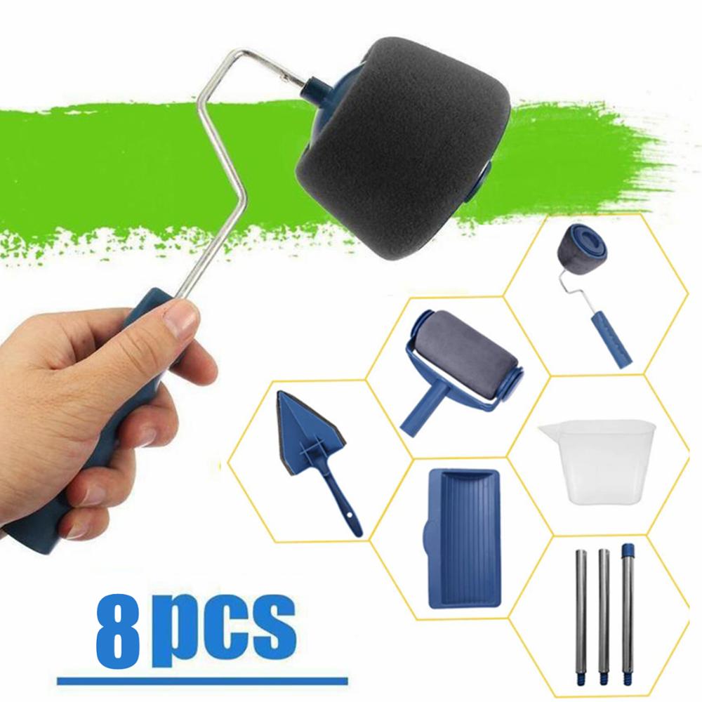 8pcs Wall Decorate Painting Roller Brush Set Paint Runner Pro Brush Kit Multifunctional House Paint Rollers Runner Pro Tools Set