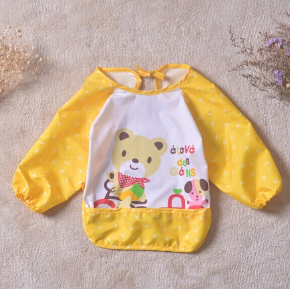 1pc mignon bébé bavoirs imperméable à manches longues tablier enfants alimentation Smock bavoir Burp chiffons vêtements doux manger enfant en bas âge vêtements: B