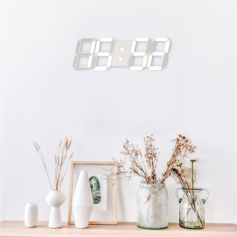 LanLan 3D White Digital Wall Clock with Remote Control European Regulation: Default Title