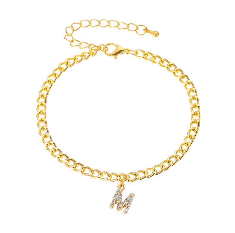 Alfabet Been Armbanden Enkelbanden Voor Vrouwen Foot Gouden Ketting Sieraden Lichtmetalen Gouden Ketting Voeten Ketting Sieraden Beginletter Enkelband: 3