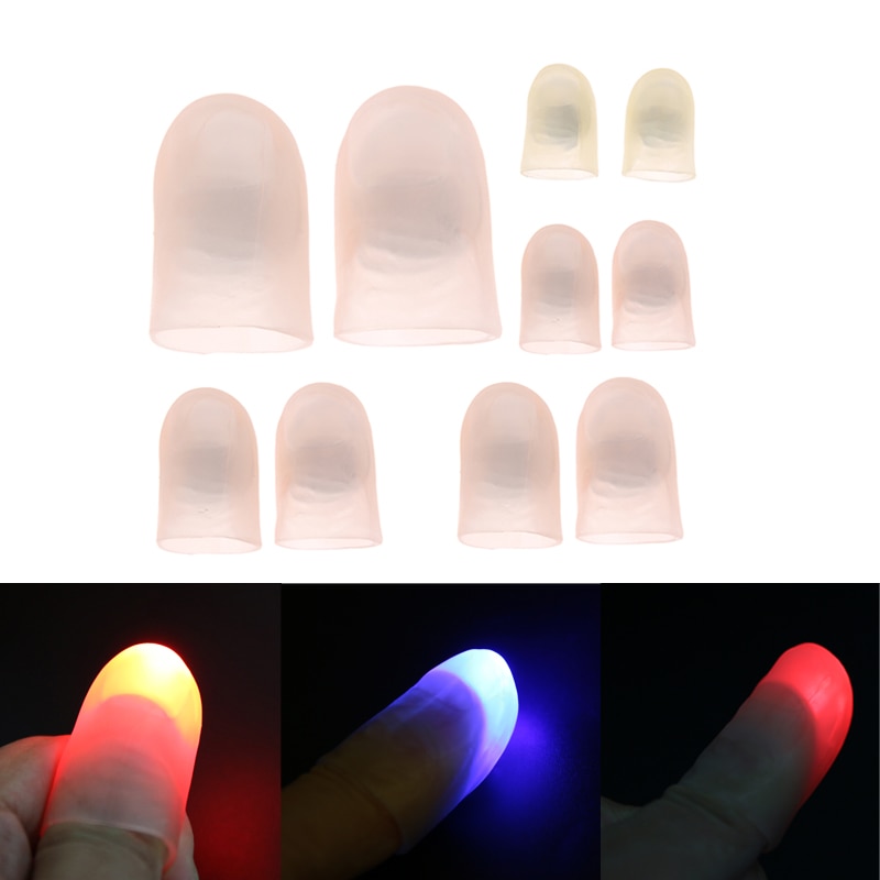 Funny LED Light Dancing Finger Magic Trick Props Kids Amazing Glow Thumb Light Street Magic for Magicians Beginner