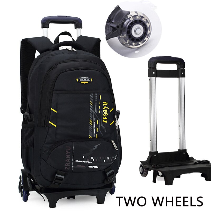 Sixrays Kinderen Waterdichte Rolling Schooltassen Rugzak Op Wielen Grote Capaciteit Kind Rugzak Met Wielen Bagage Mochilas: Yellow-TWO WHEELS