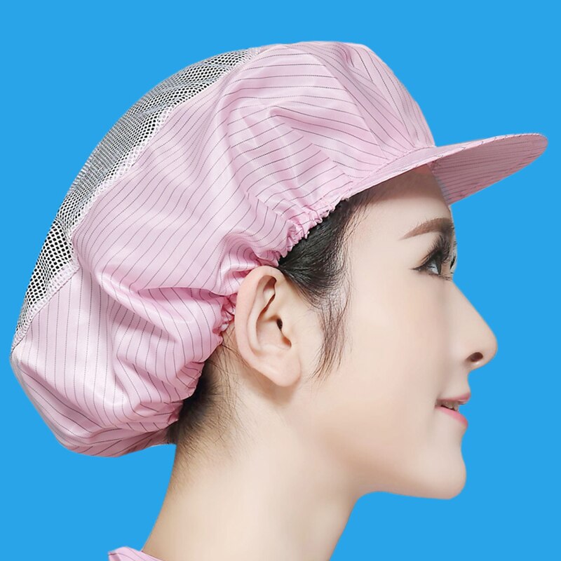 , tapas de malla para mujer, gorros de Cocina, Restaurante, panadería, camarero cocinero, gorros transpirables de fábrica, gorras de taller antiestáticas: Rosa