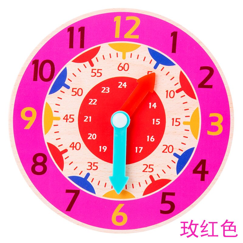 Benqing Kinderen Puzzel Digitale Klok Speelgoed Baby Houten Speelgoed Kleuterschool Vroege Onderwijs Kraam Klein Speelgoed WJ086: Rose Red