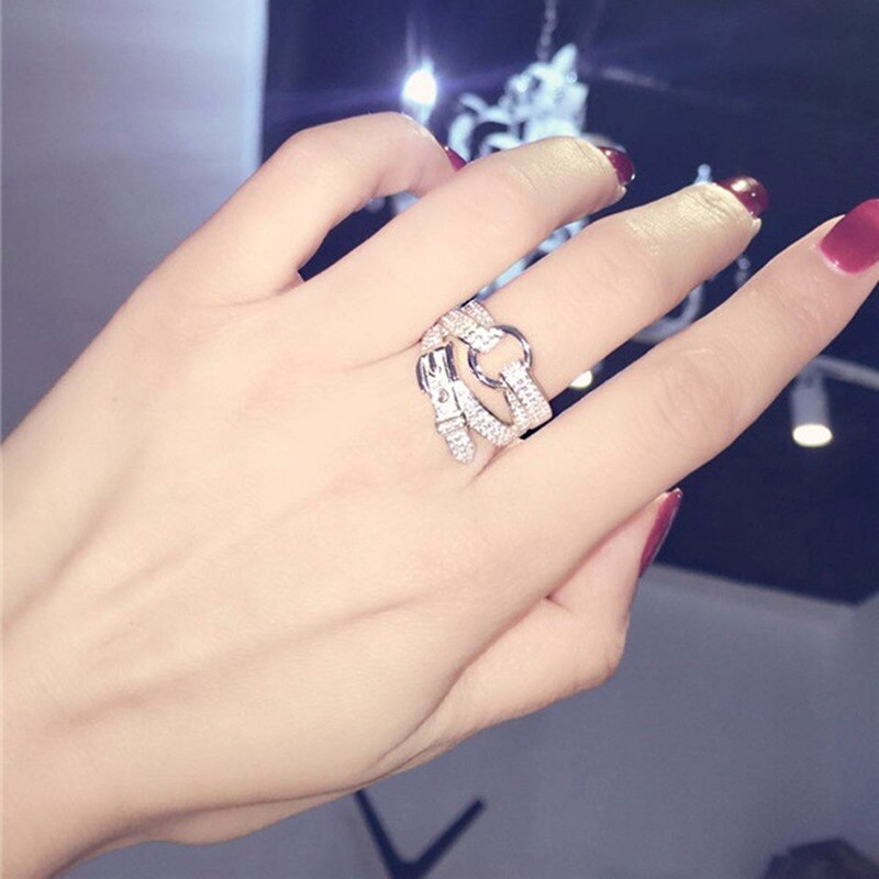 Bohemian 925 Sterling Silver Zirconia Belt Rings for Women Wedding Engagement Big Finger Ring Fancy Jewelry Luxury