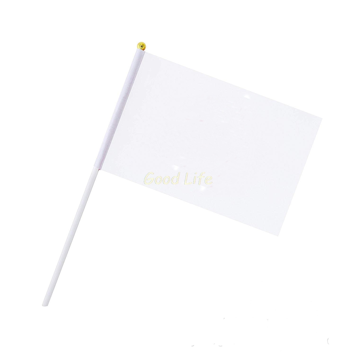 50 pcs/Lot 14X21CM blank white handwave flag small waving flag hand banner poly writable Flag