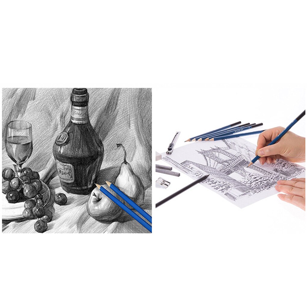 33 pièces Croquis Dessin Outil Kit Charbon Graphite Crayons Gomme Ensemble Croquis Art Outils