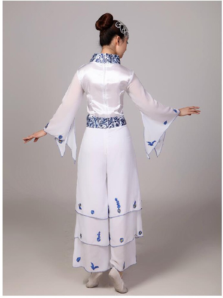 Ms. Yangko Dance Classical Dance Costume Adult Blue and White Costume National Dance Costume Stage Performance