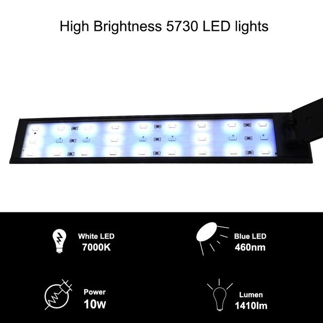 Clip-on Hi Lumen Dimmable Aquarium Led Lighting with Touch Control for Saltwater Marine Reef Freshwater Fish Tank Aquatic Plants: 12T