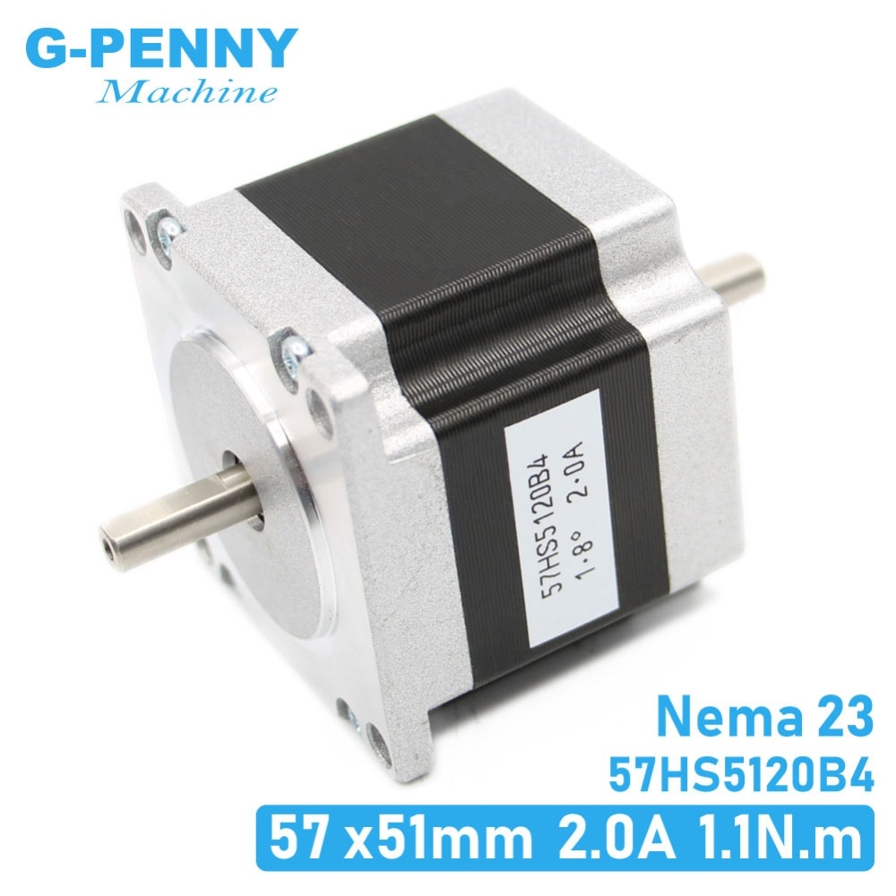 NEMA23 stepper motor dual shaft 57X51mm 2.0A 1.1N.m stepping motor 157Oz-in double shaft Nema 23 CNC for 3D printer