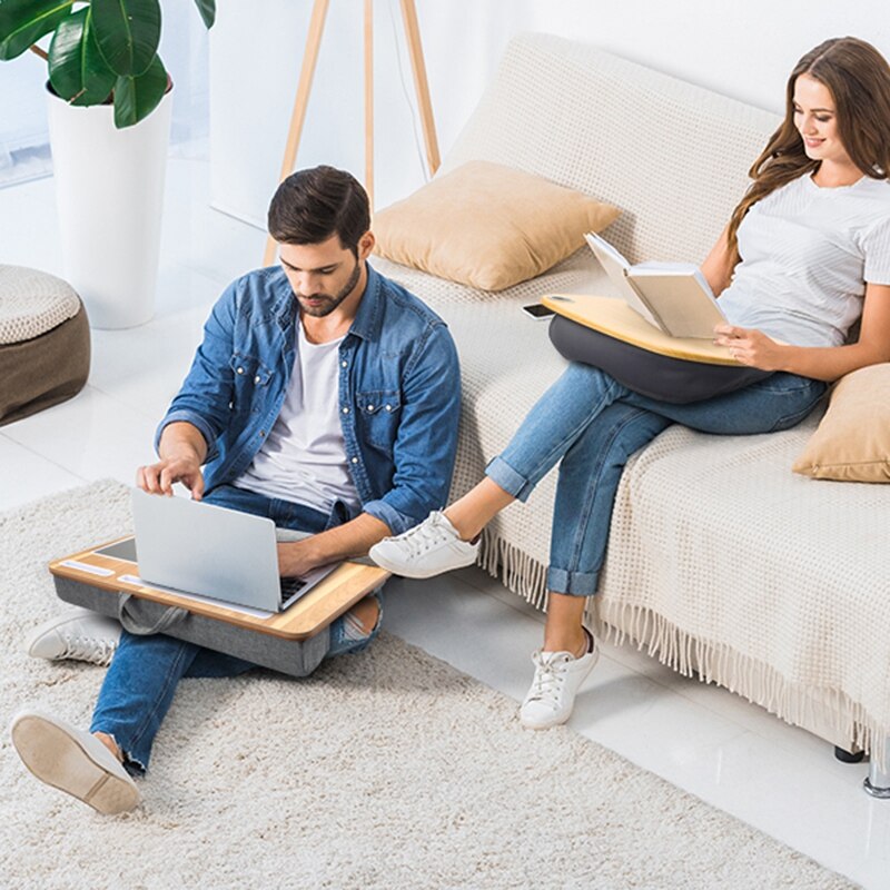 Multi-Funktion Stand Laptop Tisch Stehen Runde Tisch Massivholz Bein Faul Tisch Gebaut-in Maus Pad und handgelenk Pad