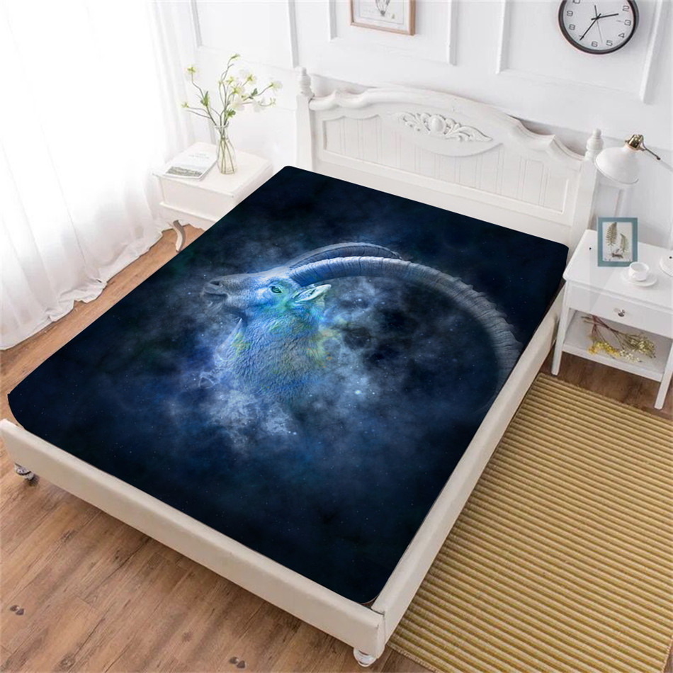 Drap de lit motif loup | Animal, Constellation mouton, drap-housse, vêtements géométriques, couverture de matelas à poche profonde, décoration de maison D25