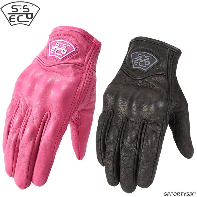 Guantes clásicos Retro de cuero para motocicleta, para mujer, Chopper, Moto, café, impermeables, Vintage, dedo completo, XS-XXL, novedad de