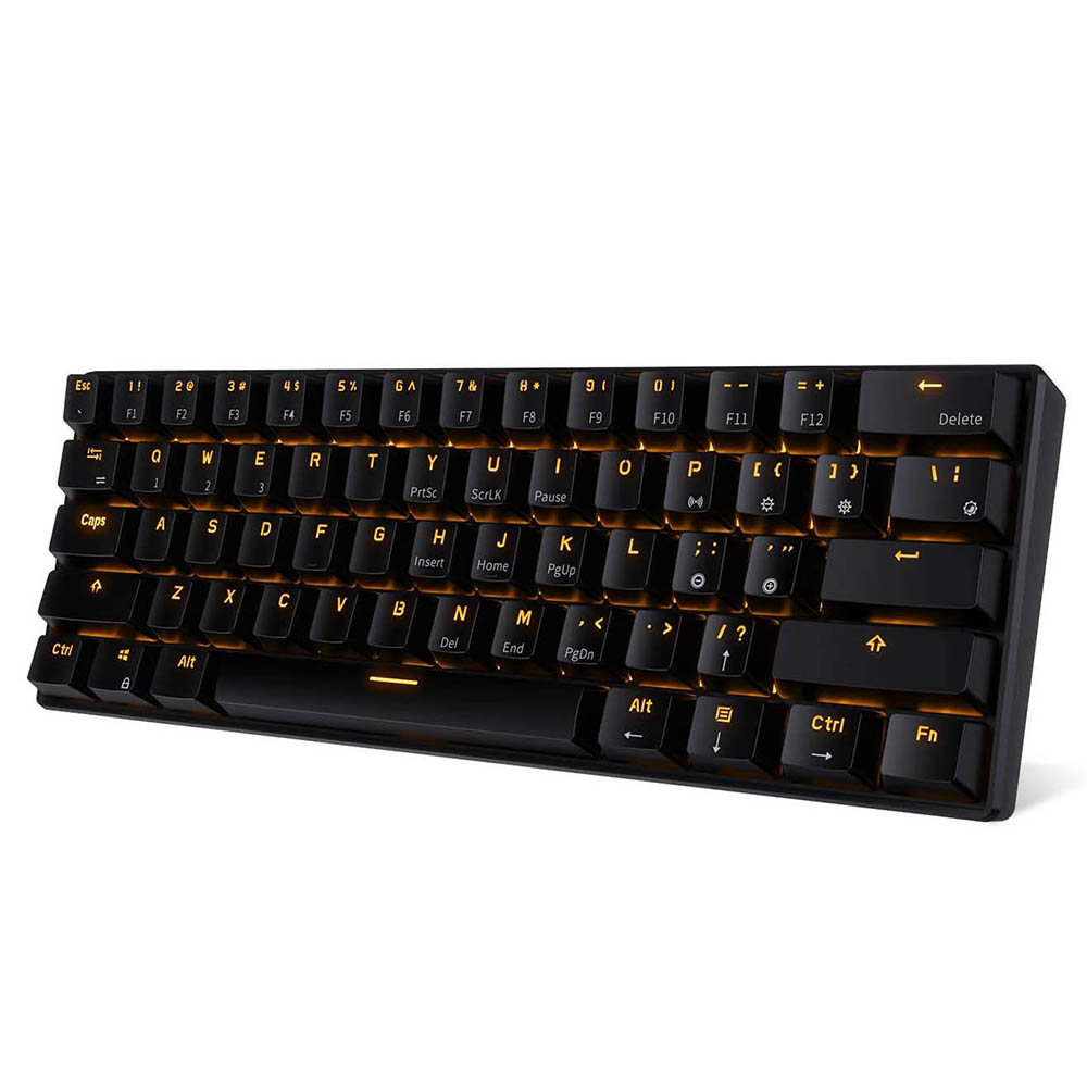 RK61 – clavier filaire double BT, rétro-éclairage, 61 touches, Mini clavier mécanique pour téléphone/tablette Gamer avec clavier OUTEMU: Black / Brun commutateur