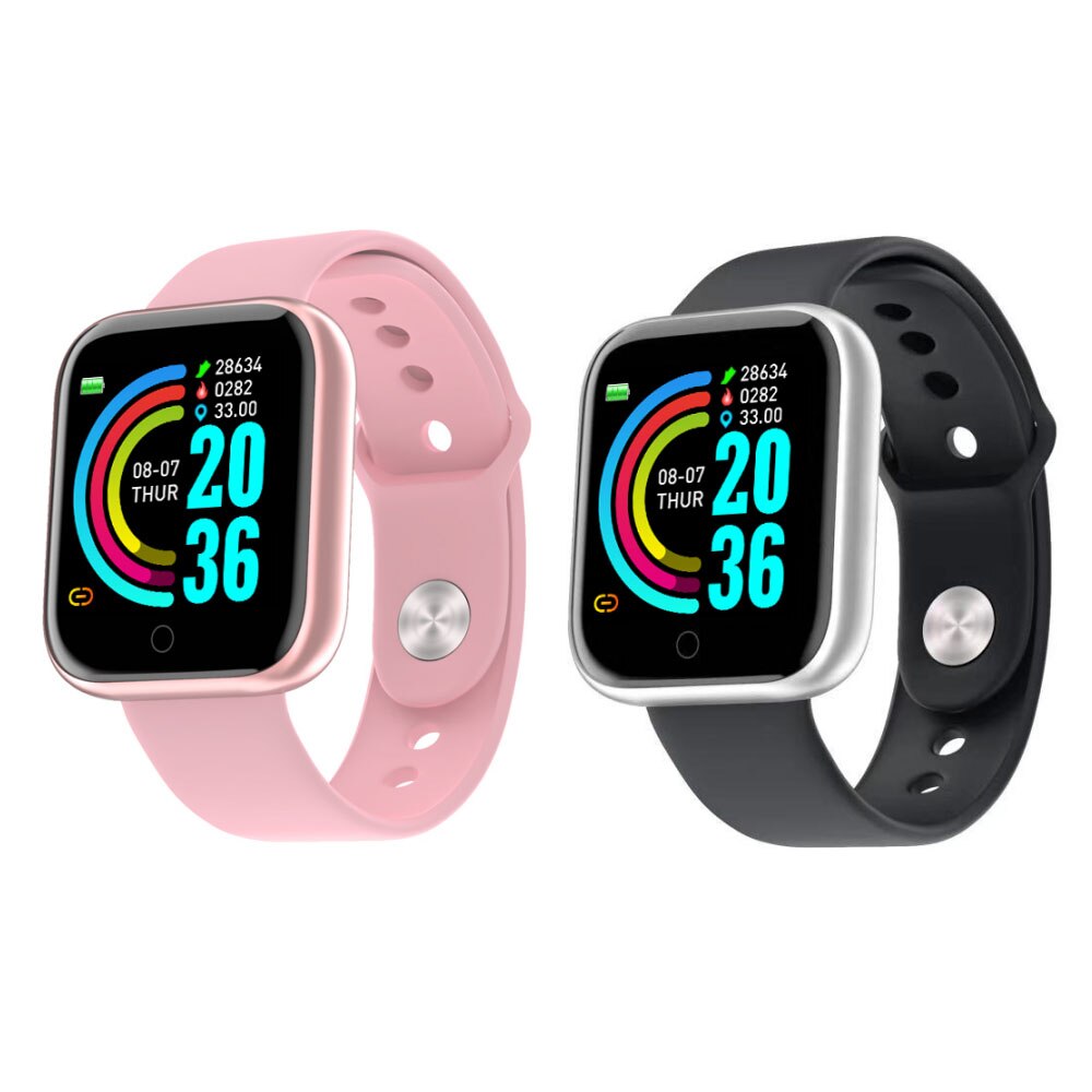 2PCS Y68 Smart Watch Fitness Tracker Blood Pressure Smartwatches Waterproof Heart Rate Monitor Bluetooth Smart Wristwatch: 1B 1D