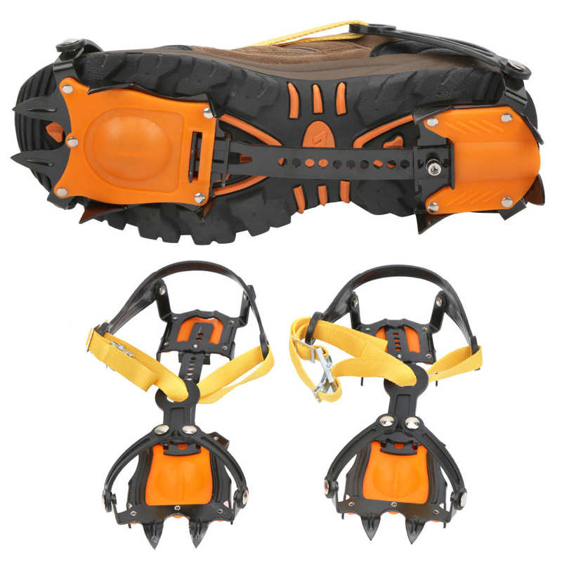 Crampones de acero inoxidable antideslizantes para nieve, cubiertas para zapatos de escalada en hielo, pinzas de tracción, 1 par, 10 dientes