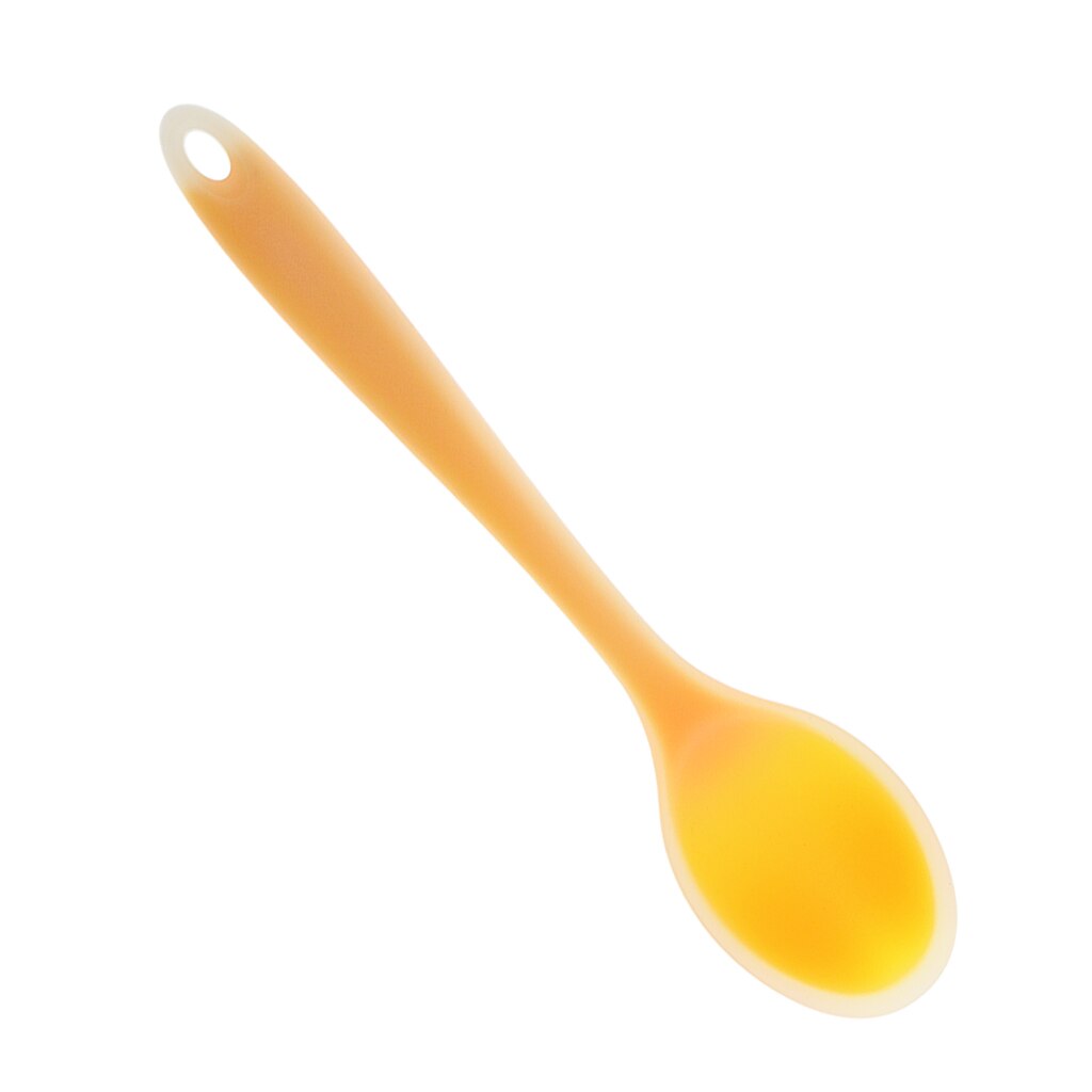Dinner Table Soup Spoon Silicone Tablespoon Long Handle Flatware 20.5x4.5cm: Yellow 1