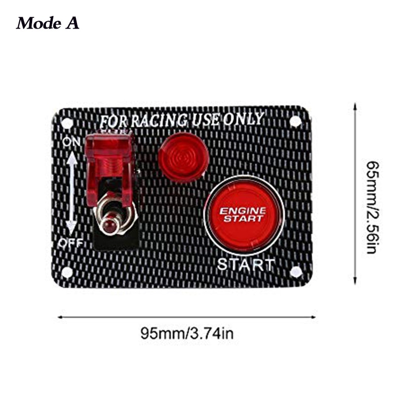 12V LED Ignition Switch Panel for Racing Car Engine Start Push Button LED Toggle Switch Carbon Fiber QT313: Mode A